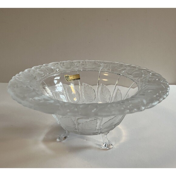 Crystal Compote Bowl Western Germany Hand Cut 24% Lead 3 Footed Pedestal Base - Picture 1 of 6